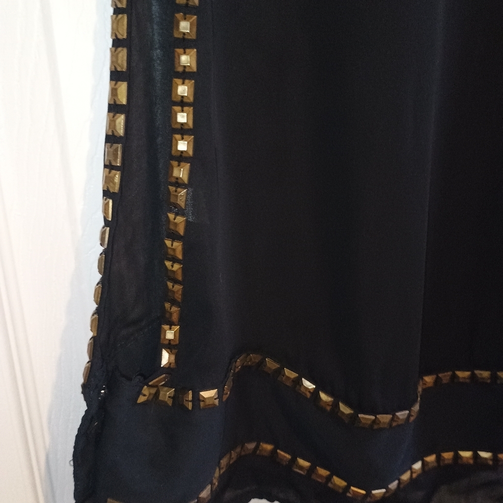Rock & Republic Black Studded Open Side Sleeveless Top Sz S Gold Square Beads... - Picture 12 of 14